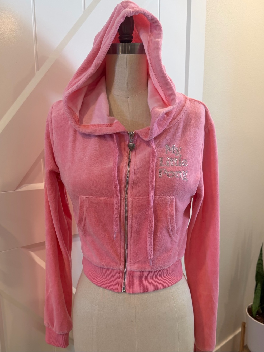 Dolls Kill Pink Velour Zip-Up Hoodie Jacket
